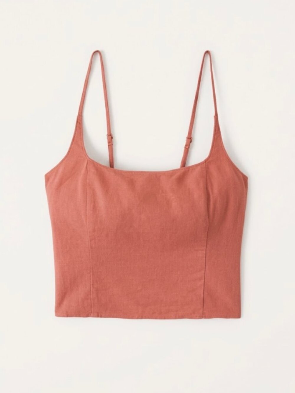 Abercrombie | Linen Blend Coral Pink Crop Top Cami w/ Smocked Back | Large